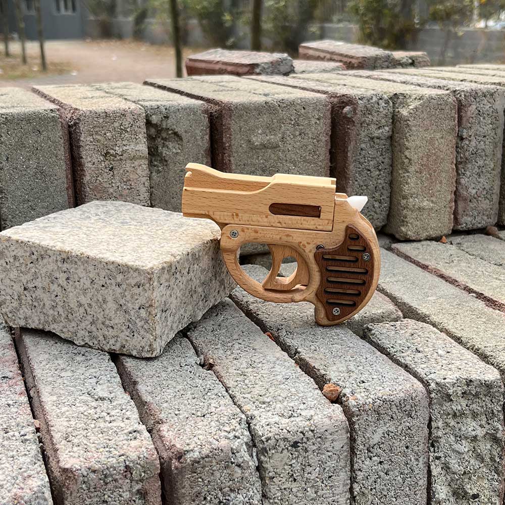 Mini Revolver Assembled Solid Wood Rubber Band Gun