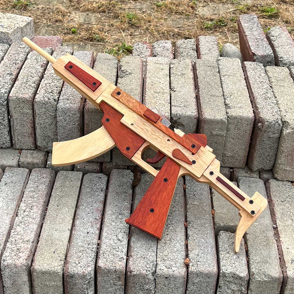 Solid Beech Wood MP5 SMG Replica Rubber Band Gun Model Kit