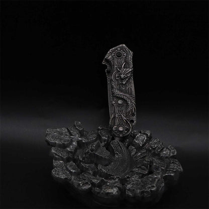 Evil Dragon Sculpture Knife Folding Knife
