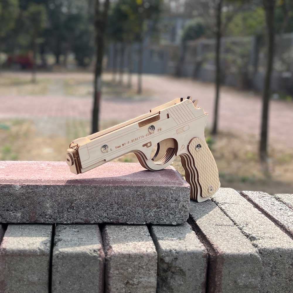 Assembled Beretta Wooden Rubber Band Gun Model Kit