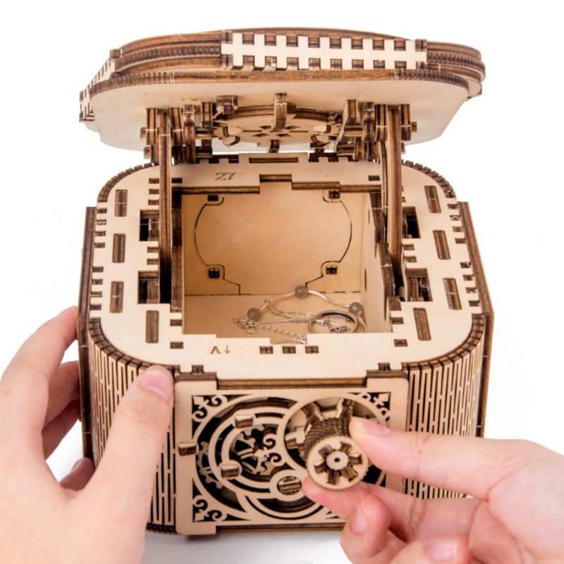 3D Wooden Mechanical Puzzle Jewelry Box Model Building Kits