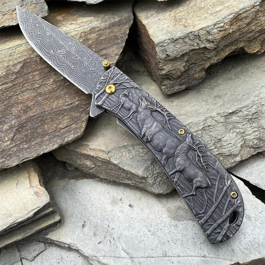 Fantastic Deer Family Folding Knife