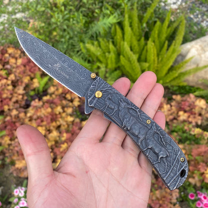 Fantastic Deer Family Folding Knife