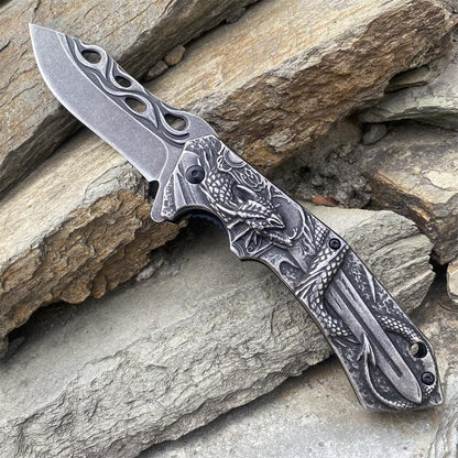 Cool Dragon With Sword Folding Knife