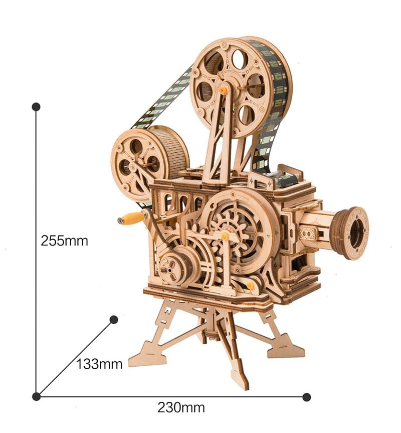 3D Hand Crank Film Projector Wooden Model Building Kits