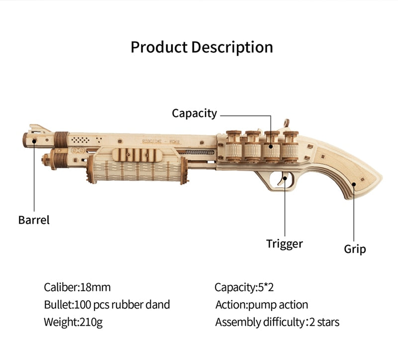 172PCS DIY 3D Rubber Band Shotgun Puzzle Cool Christmas Gifts