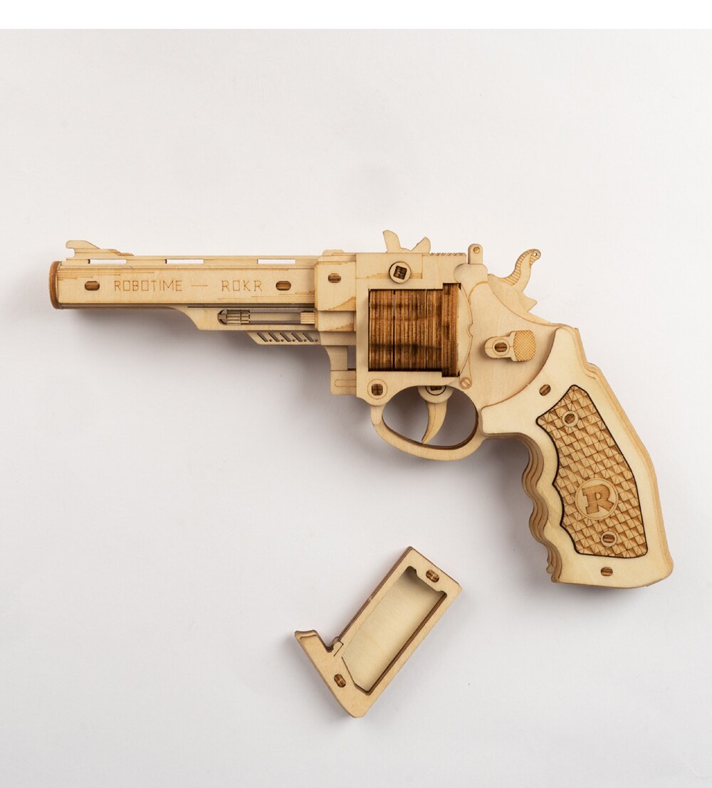 Wooden Revolver Kit 3D Wooden Puzzle Rubber Band Guns For Your Little Cowboy