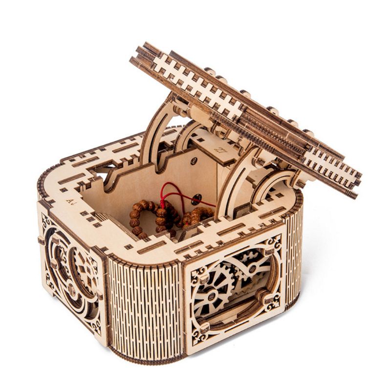 3D Wooden Mechanical Puzzle Jewelry Box Model Building Kits