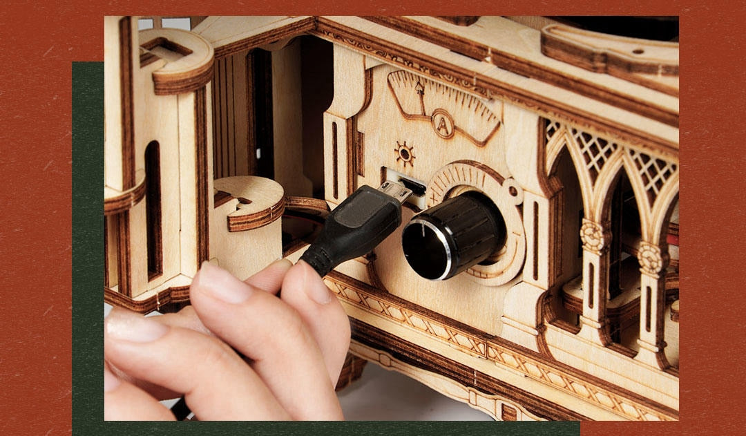 DIY Crank Gramophone Classic Wooden Model Kits Assembly Toy