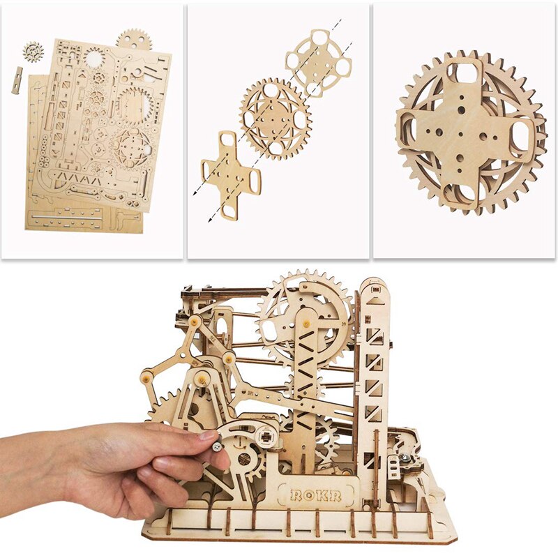 DIY Waterwheel Wooden Model Building Block Kits