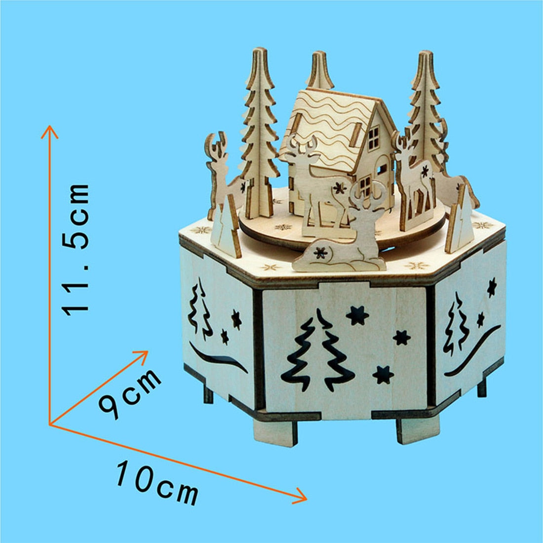 DIY Creative Wooden Puzzle Model Kit Assembly Music Box With LED Light