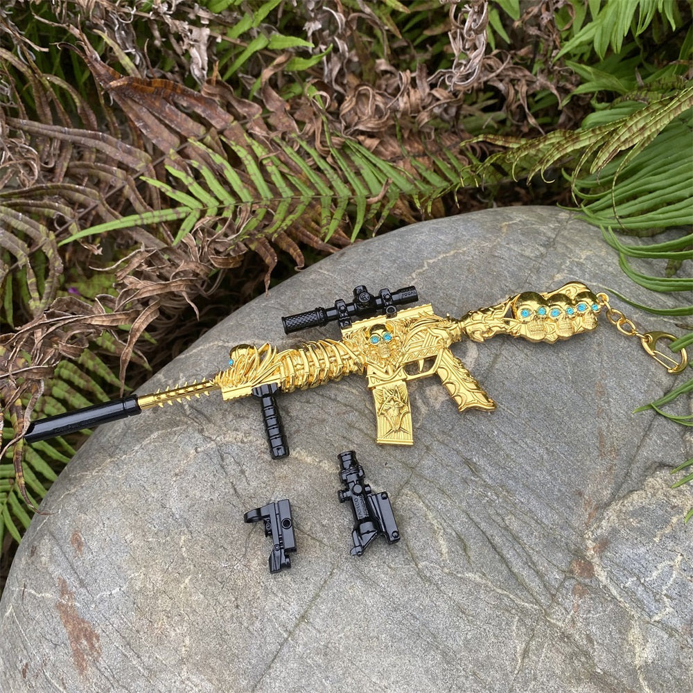 HK416 Golden Skull Miniature Metal Gun 20CM/7.9"