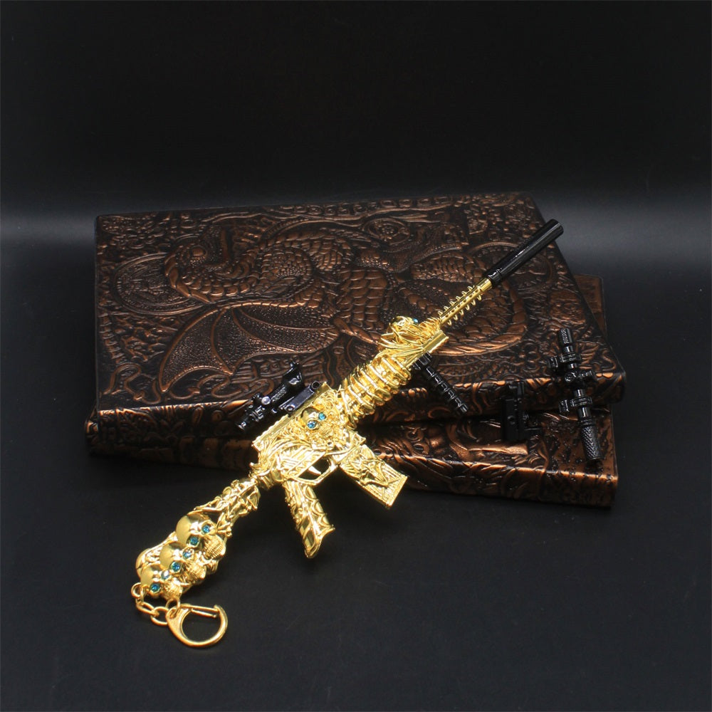 HK416 Golden Skull Miniature Metal Gun 20CM/7.9"