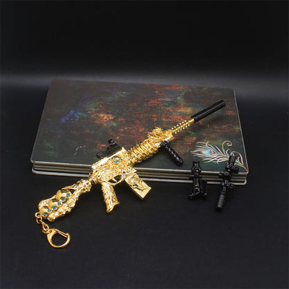 HK416 Golden Skull Miniature Metal Gun 20CM/7.9"