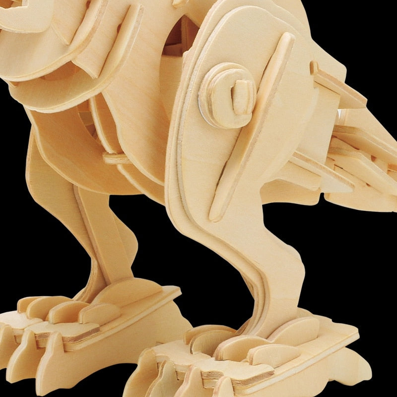 Diy 3D Walking  T-REX Wooden Puzzle Kit Sound Control Dinosaur Toy Present