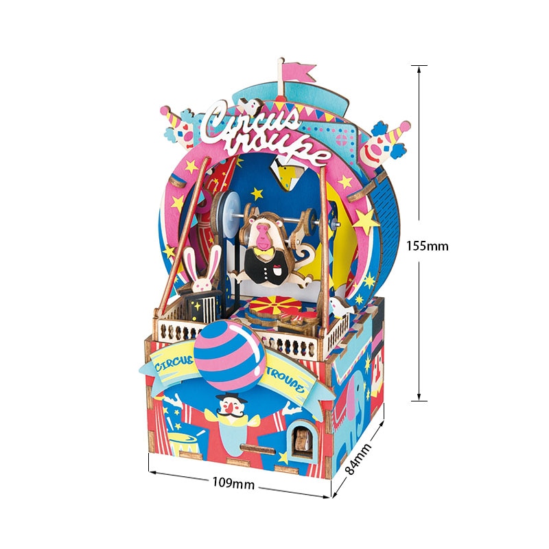 3D Kitty Ballet Wood Puzzle Assembly Model Music Box Present for Children and Adults