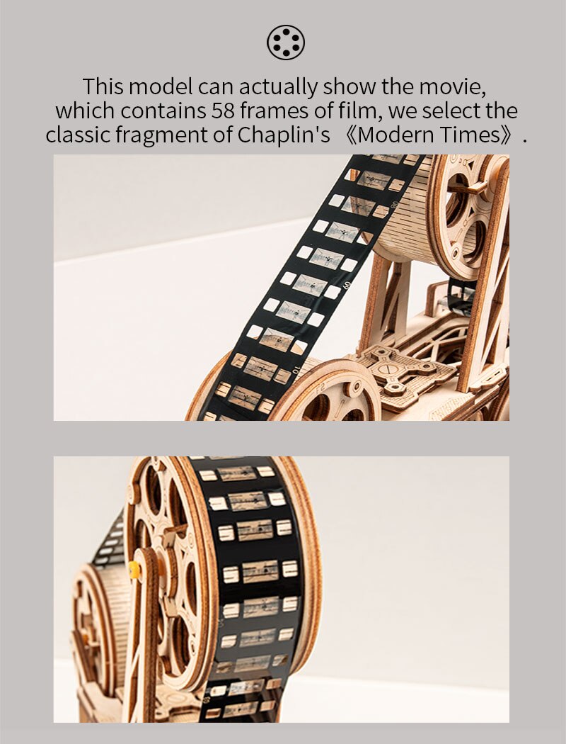 3D Hand Crank Film Projector Wooden Model Building Kits