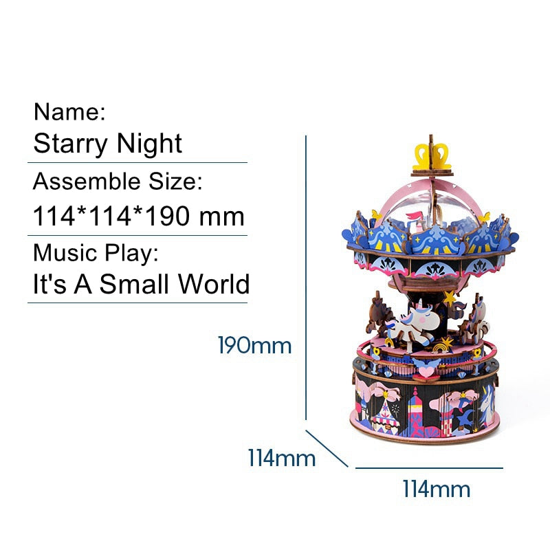 DIY 3D Puzzle Mobile Music Box Toy for Adult Children