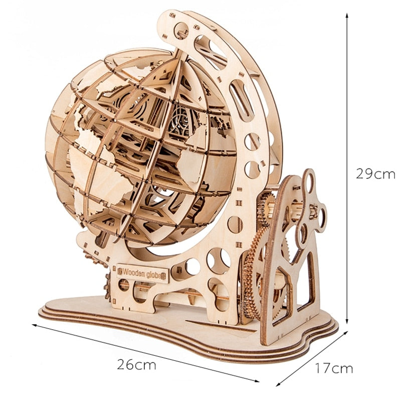 Rotatable 3D Globe Laser Cutting Wooden Puzzle Kit