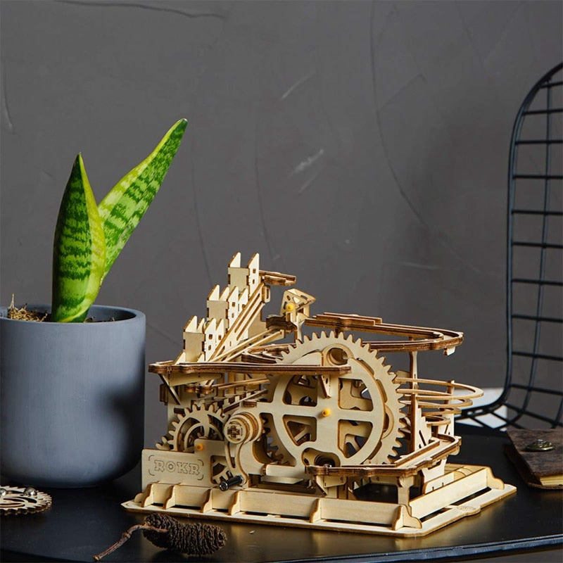 DIY Waterwheel Wooden Model Building Block Kits