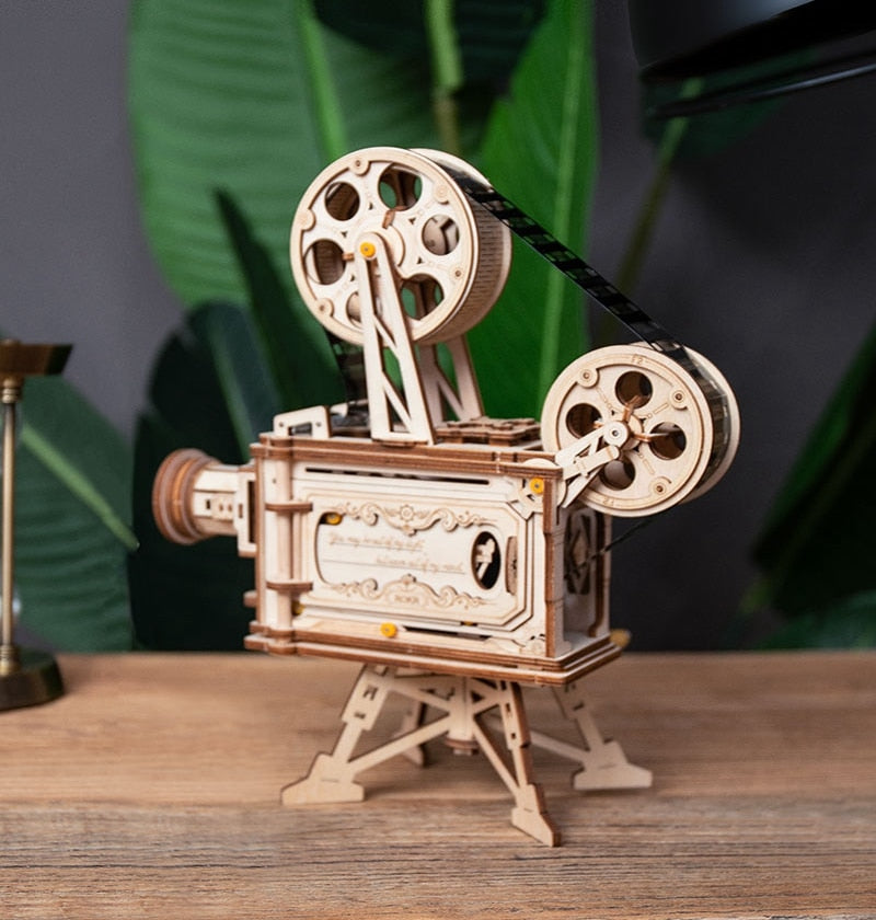 3D Hand Crank Film Projector Wooden Model Building Kits