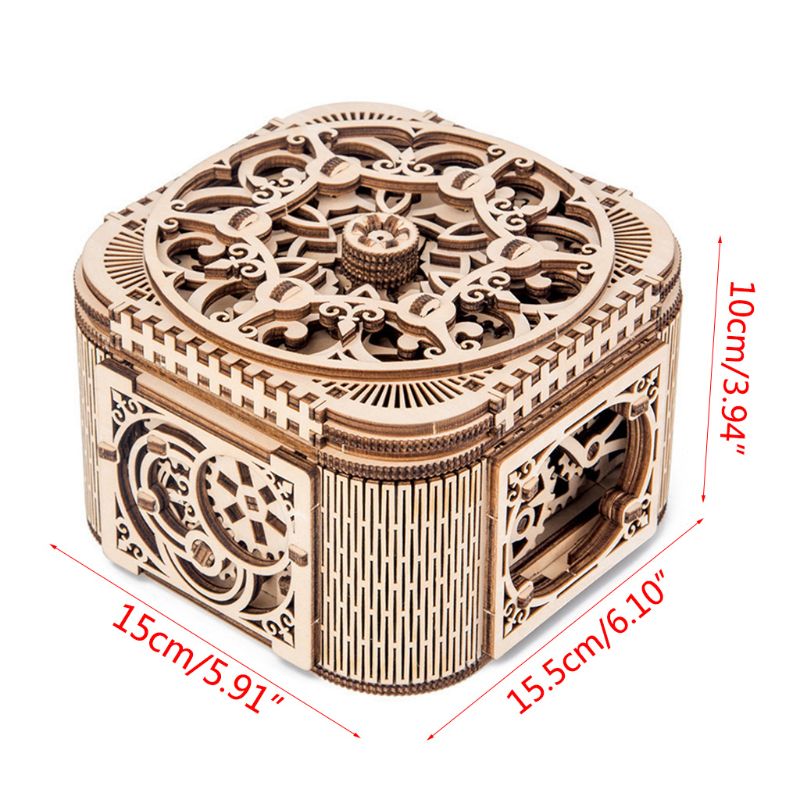 3D Wooden Mechanical Puzzle Jewelry Box Model Building Kits