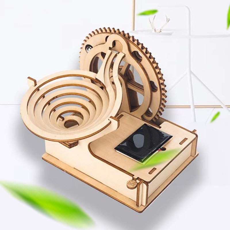 Wooden Solar Track Ball DIY 3D Wooden Race Run Maze Puzzle Building Kits Toys