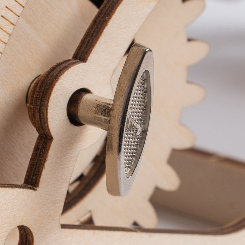DIY 3D Mechanical Wood Block Construction Kits Toy Assembly Pendulum Clock