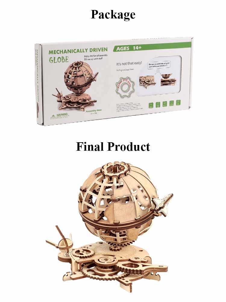 3D Globe Wooden Kit Earth Diy Model Kit Puzzle Toy For Kid