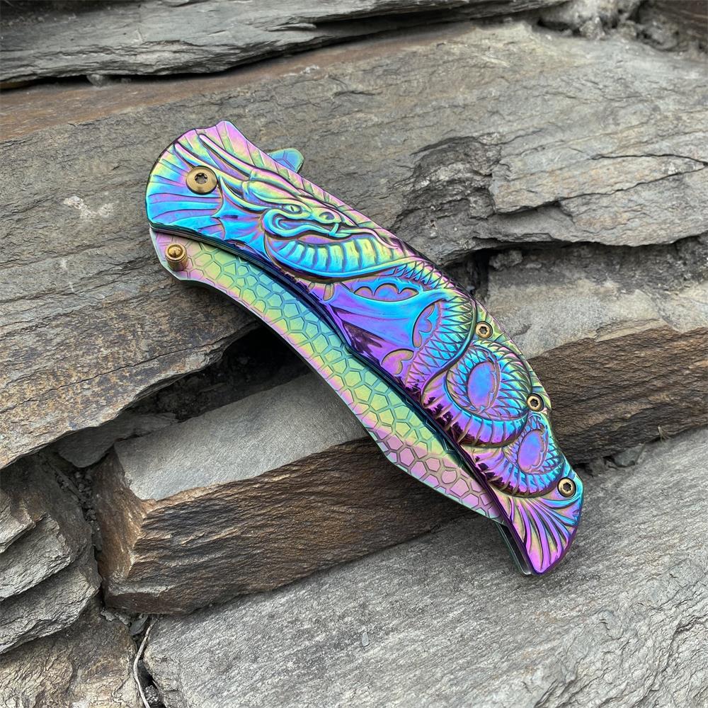 Sea Serpent sculpture Folding Knife Camping Knife