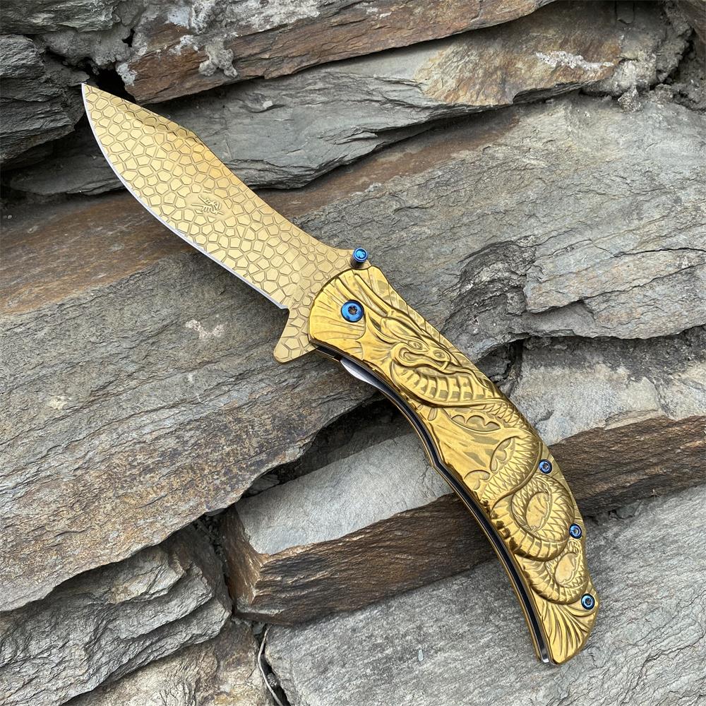 Sea Serpent sculpture Folding Knife Camping Knife