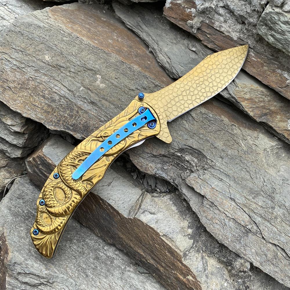 Sea Serpent sculpture Folding Knife Camping Knife