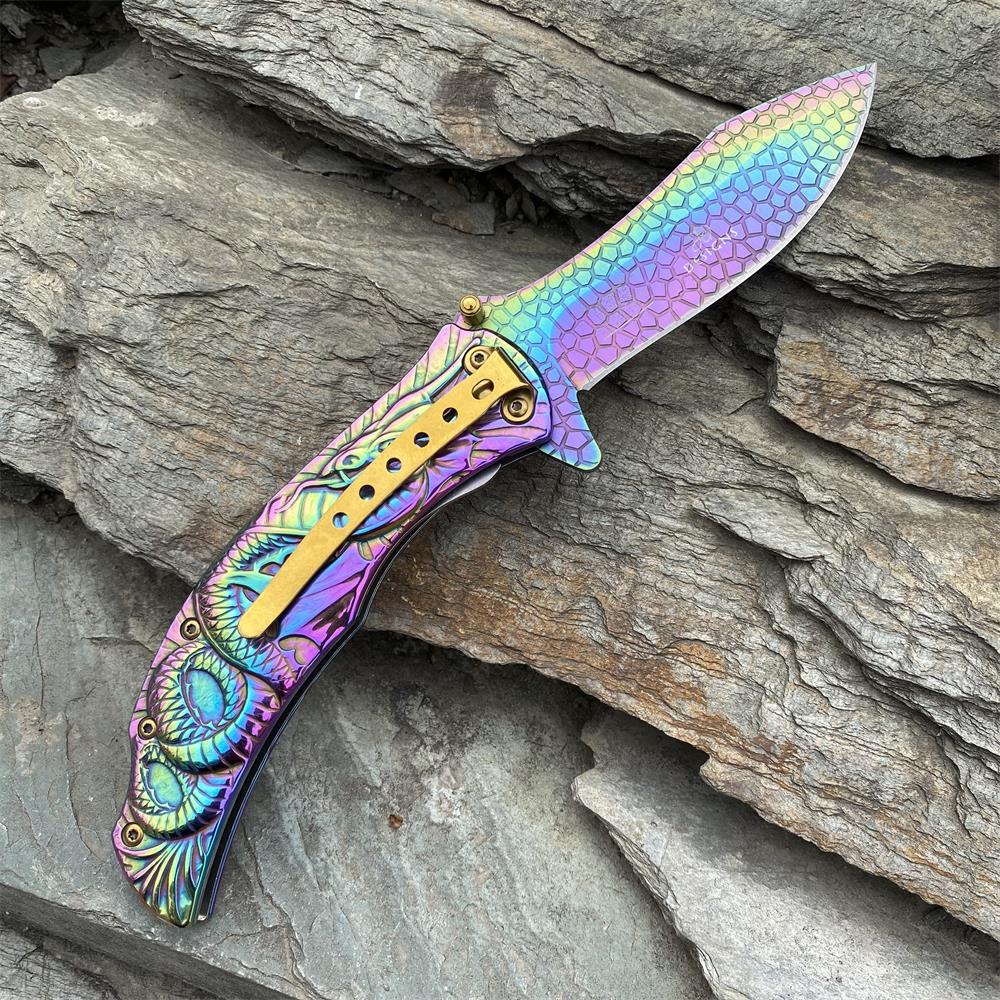 Sea Serpent sculpture Folding Knife Camping Knife