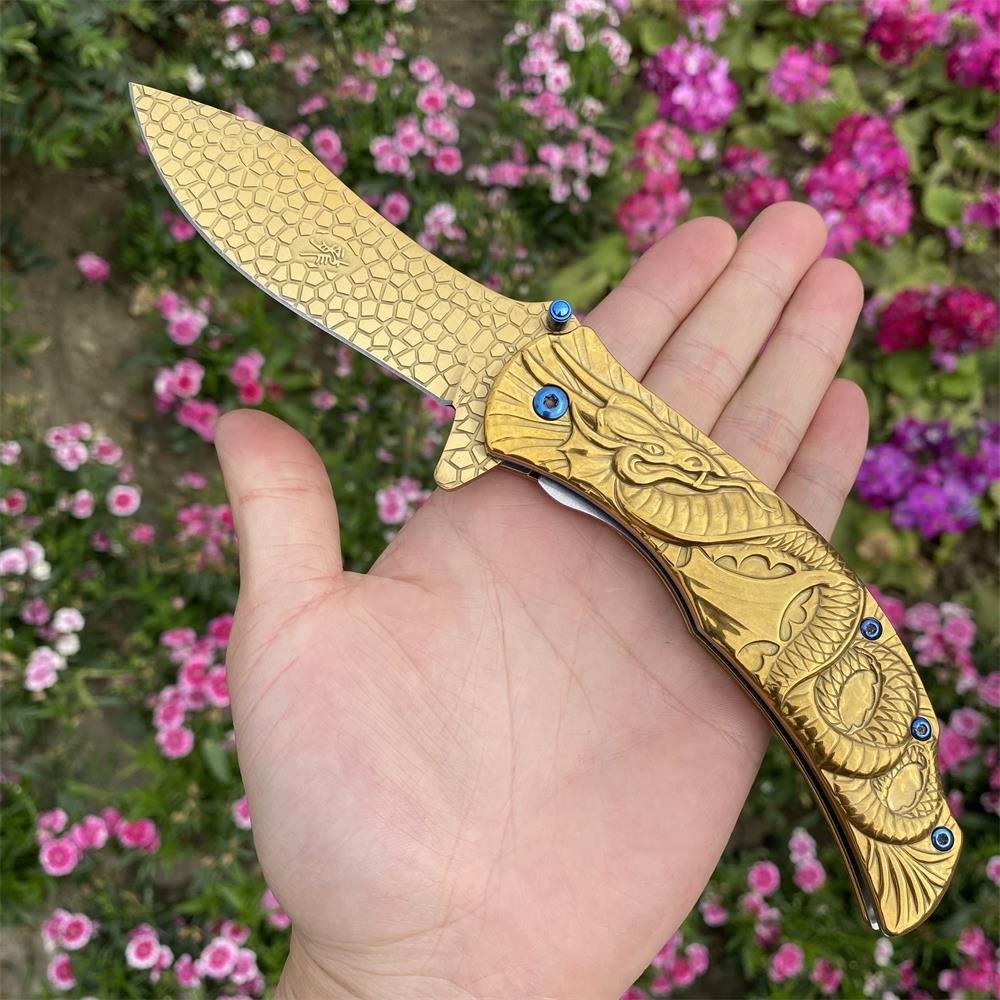 Sea Serpent sculpture Folding Knife Camping Knife