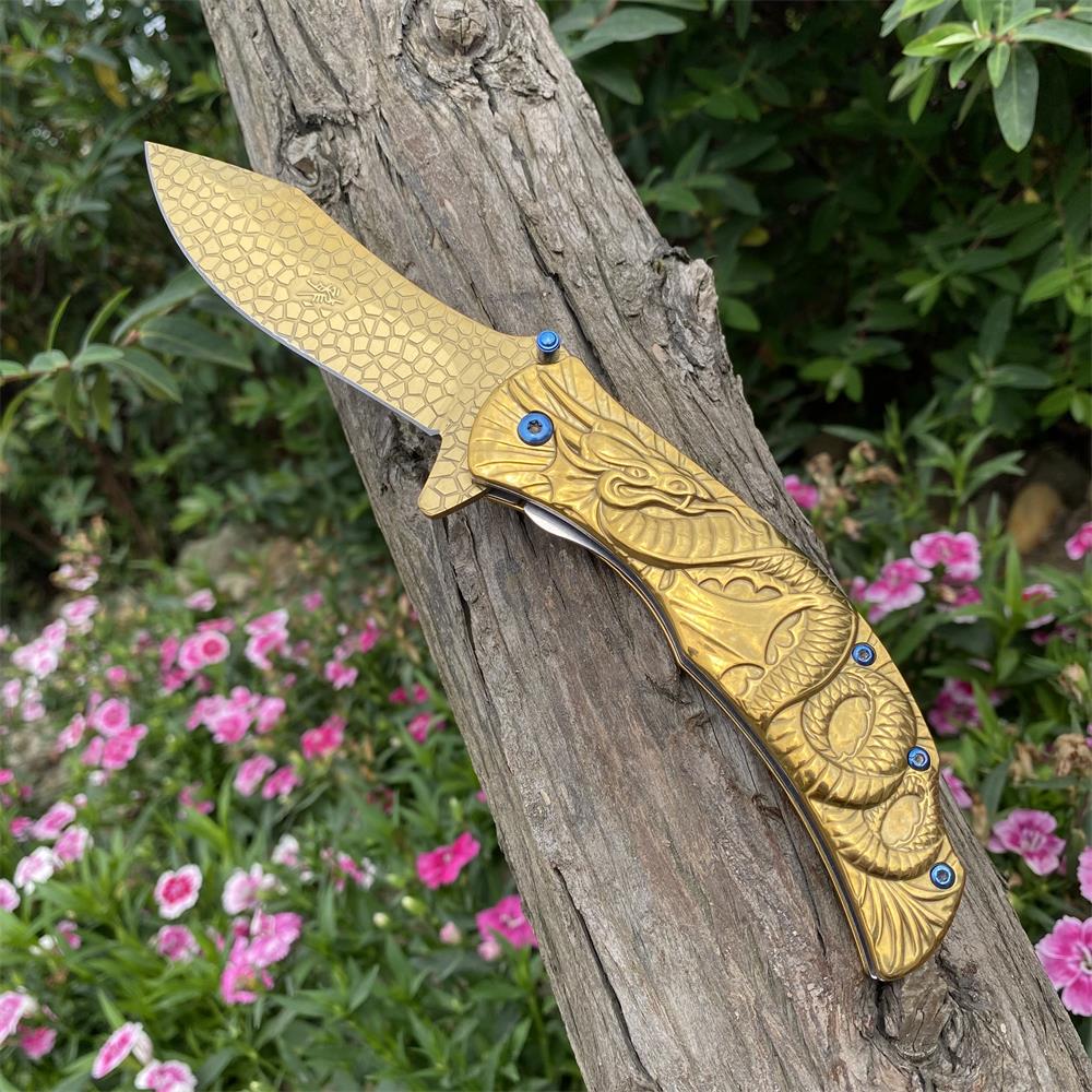 Sea Serpent sculpture Folding Knife Camping Knife