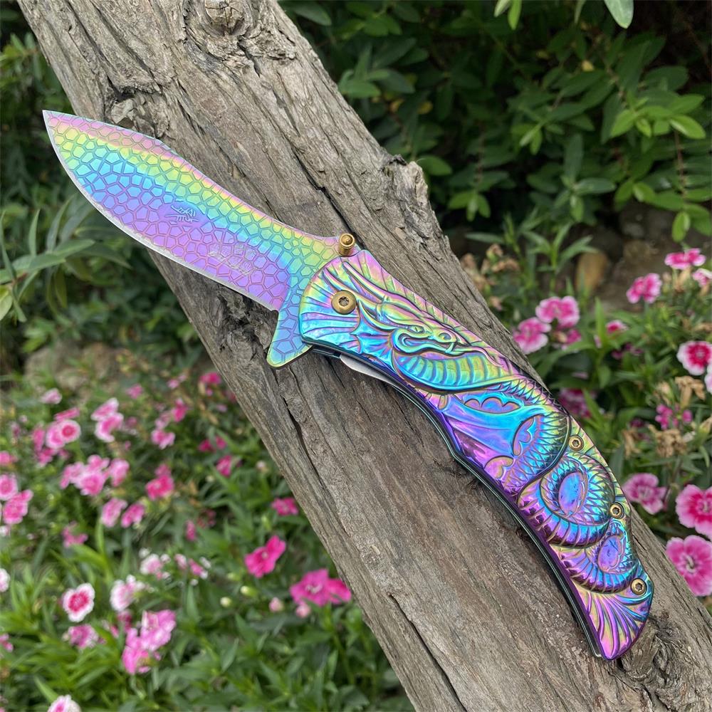 Sea Serpent sculpture Folding Knife Camping Knife