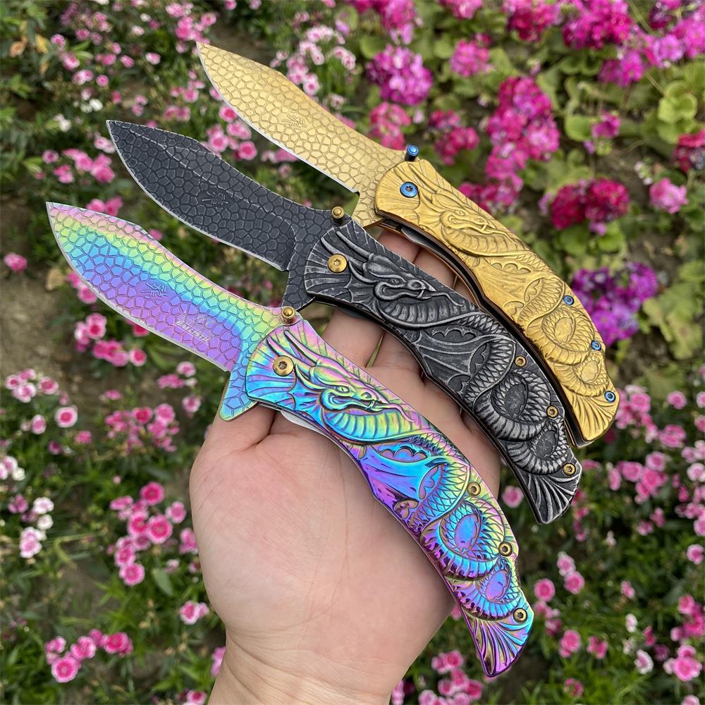 Sea Serpent sculpture Folding Knife Camping Knife