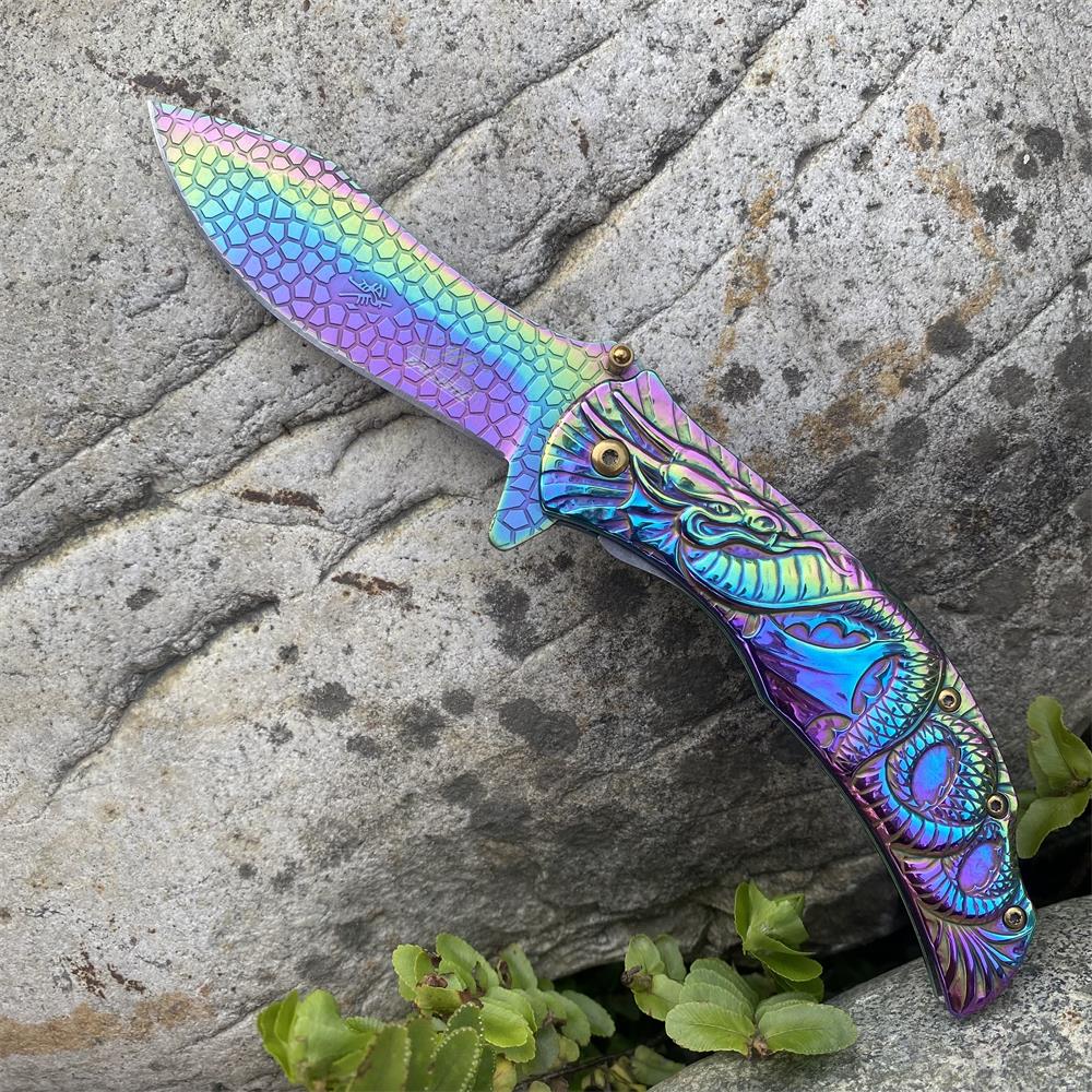 Sea Serpent sculpture Folding Knife Camping Knife