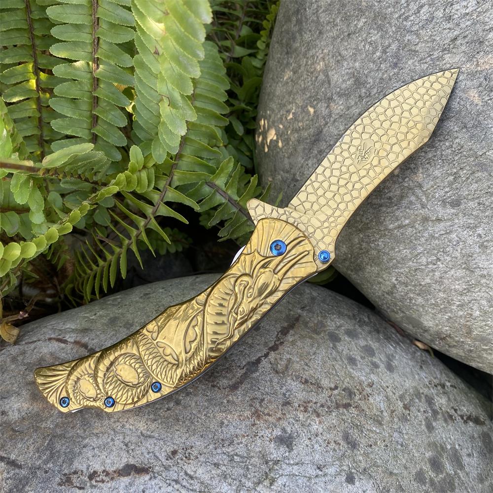 Sea Serpent sculpture Folding Knife Camping Knife