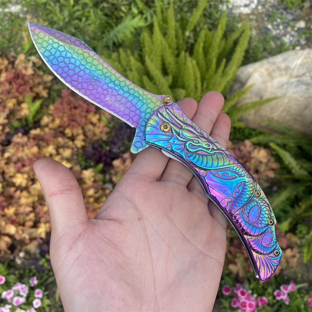 Sea Serpent sculpture Folding Knife Camping Knife