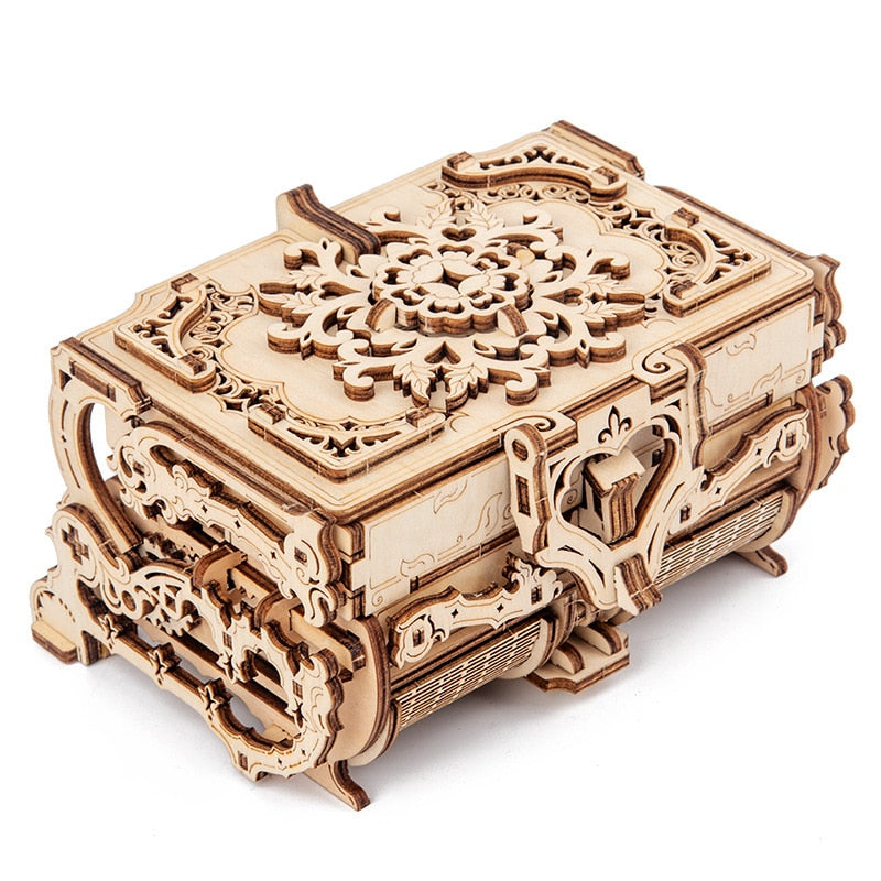 3D Wooden Puzzle Assembled Antique Jewelry Box Model Kit