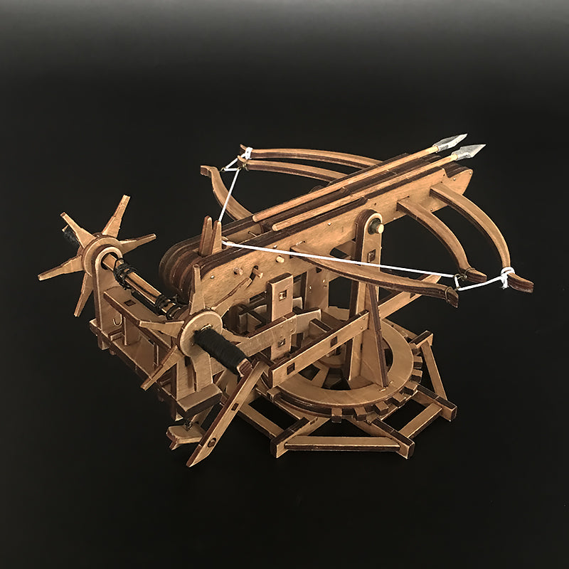 Rotating Crossbow Chariot Wooden Model Kit Ancient Crossbow Replica