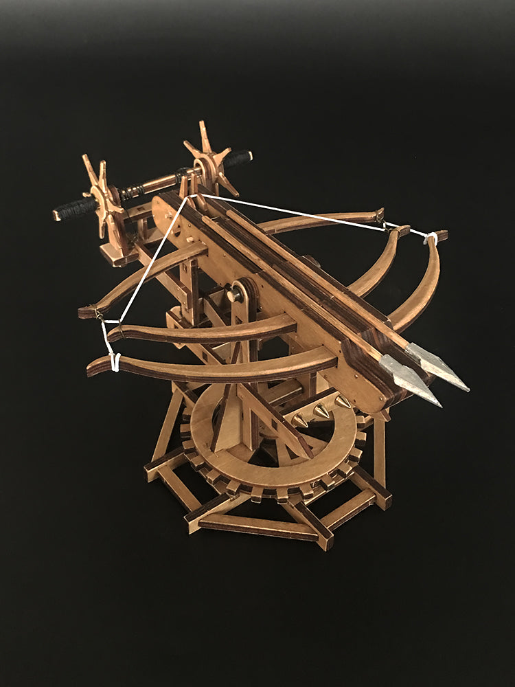 Rotating Crossbow Chariot Wooden Model Kit Ancient Crossbow Replica