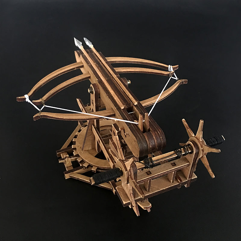 Rotating Crossbow Chariot Wooden Model Kit Ancient Crossbow Replica