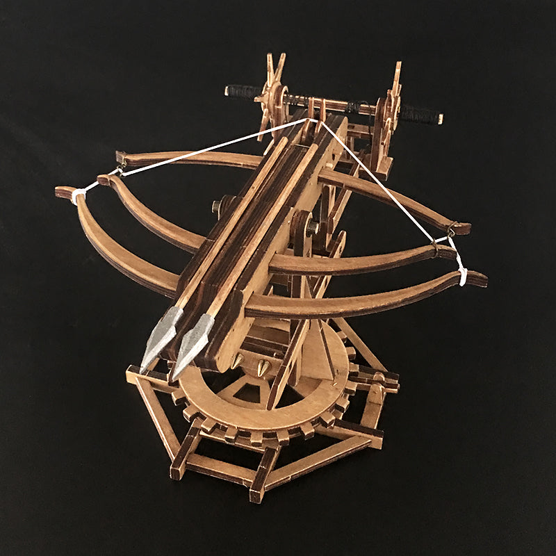 Rotating Crossbow Chariot Wooden Model Kit Ancient Crossbow Replica