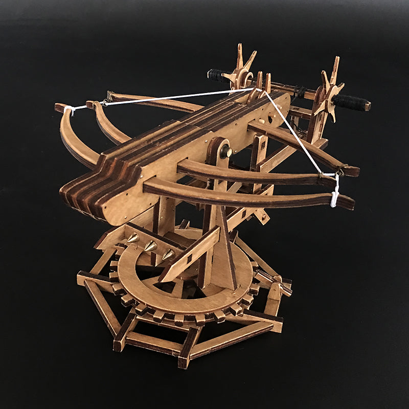 Rotating Crossbow Chariot Wooden Model Kit Ancient Crossbow Replica