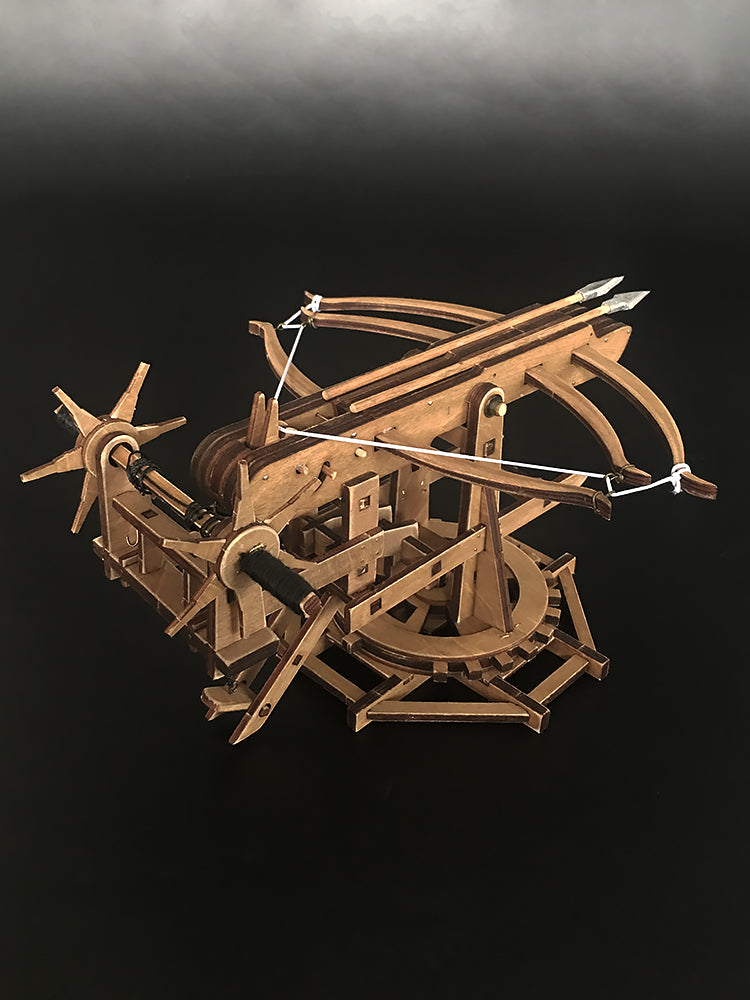 Rotating Crossbow Chariot Wooden Model Kit Ancient Crossbow Replica