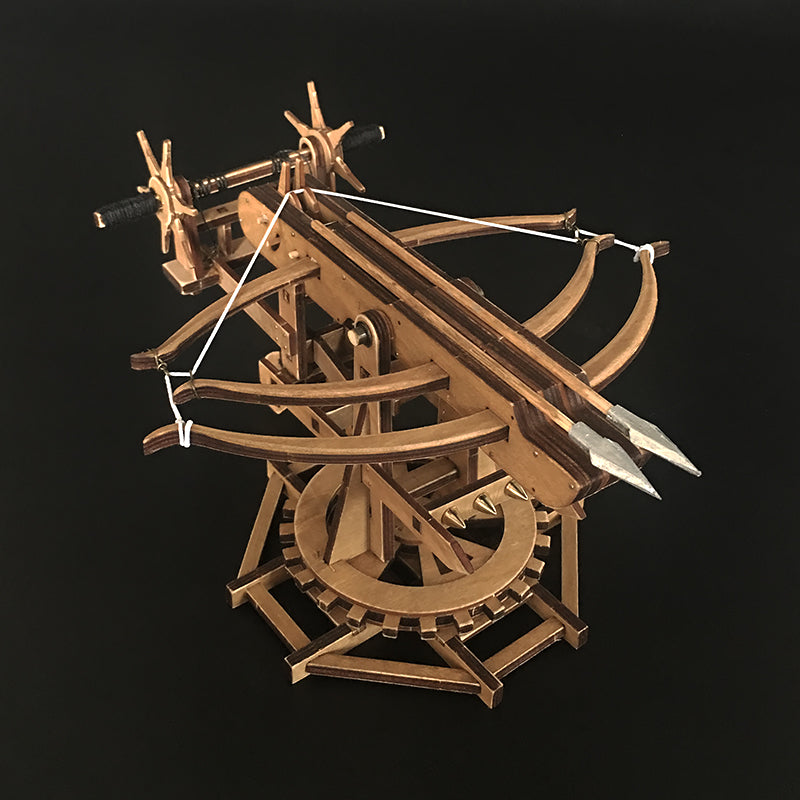 Rotating Crossbow Chariot Wooden Model Kit Ancient Crossbow Replica