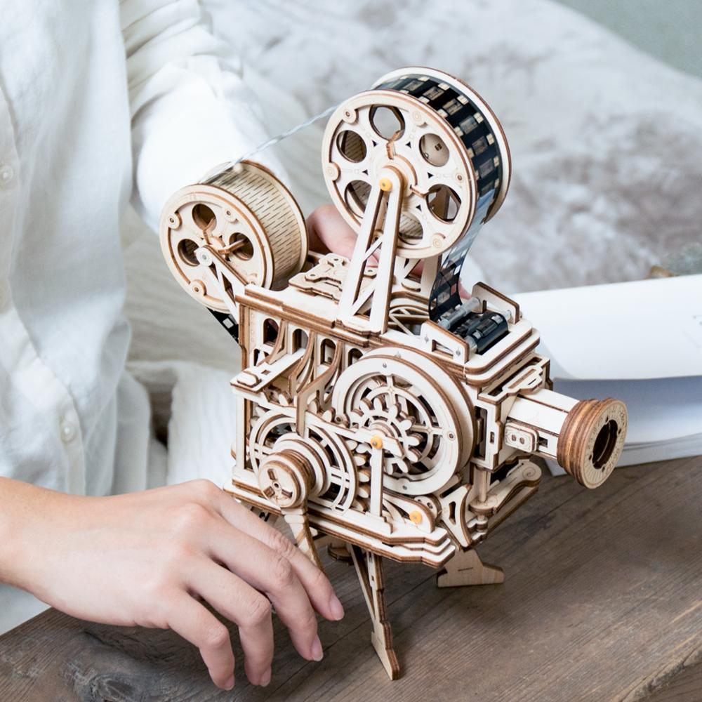 3D Hand Crank Film Projector Wooden Model Building Kits