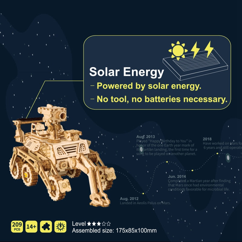 4 Kind 3D Wooden Space Hunting Solar Energy Car Model